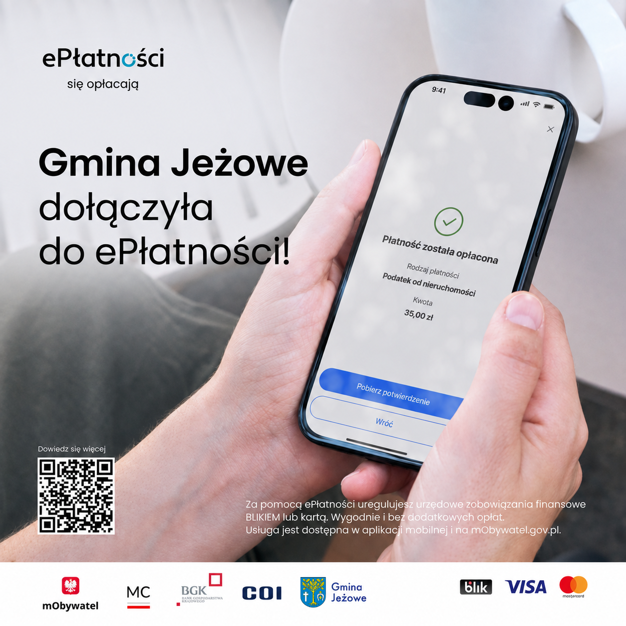Gmina Jeżowe uruchamia ePłatności w aplikacji mObywatel
