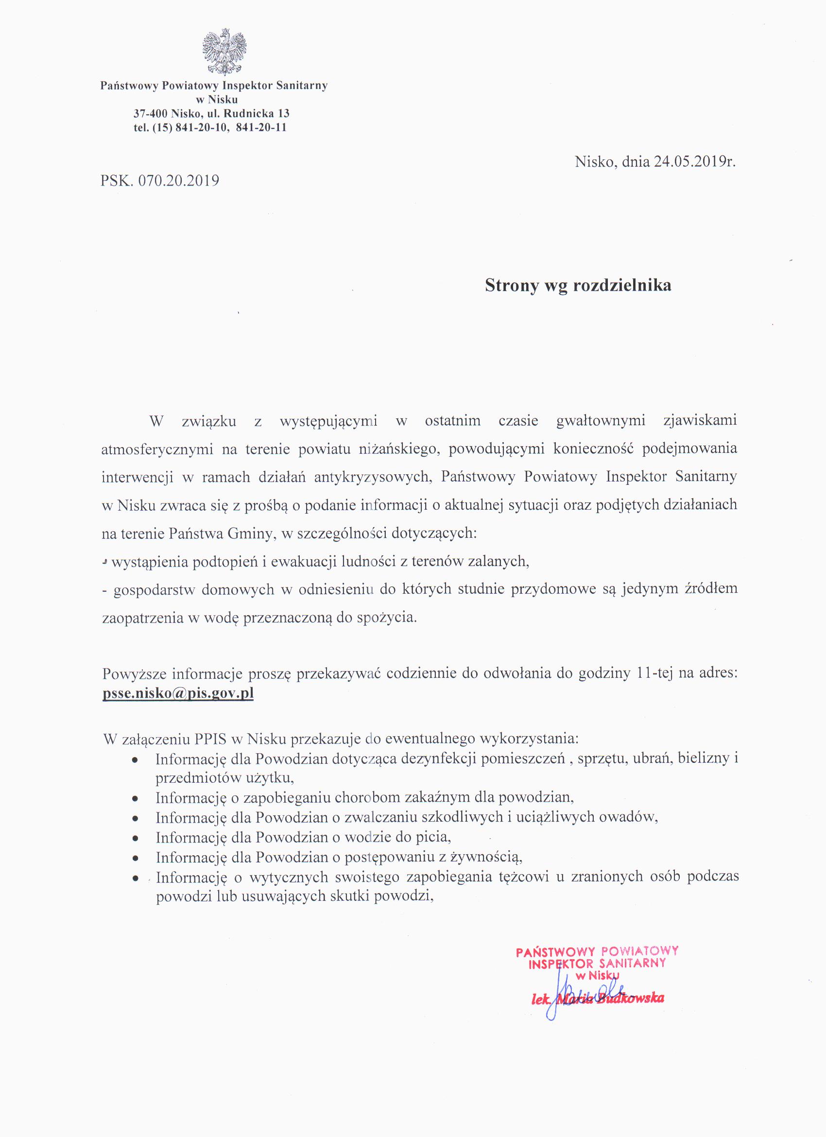 Informacja Powiatowego Inspektora Sanitarnego