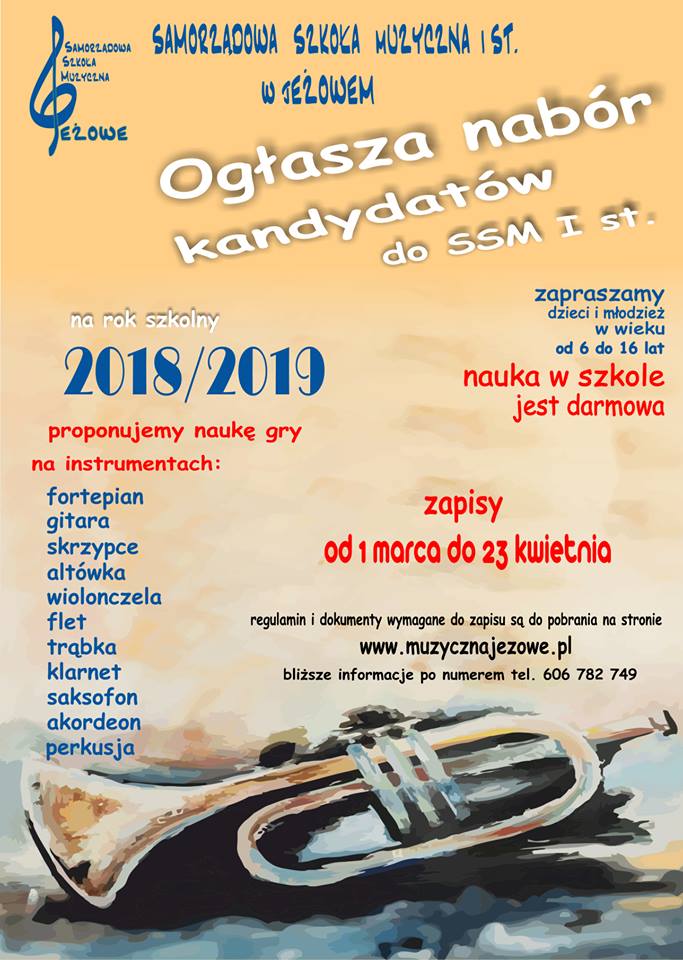 Szkoła muzyczna ogłasza nabór 2018/2019