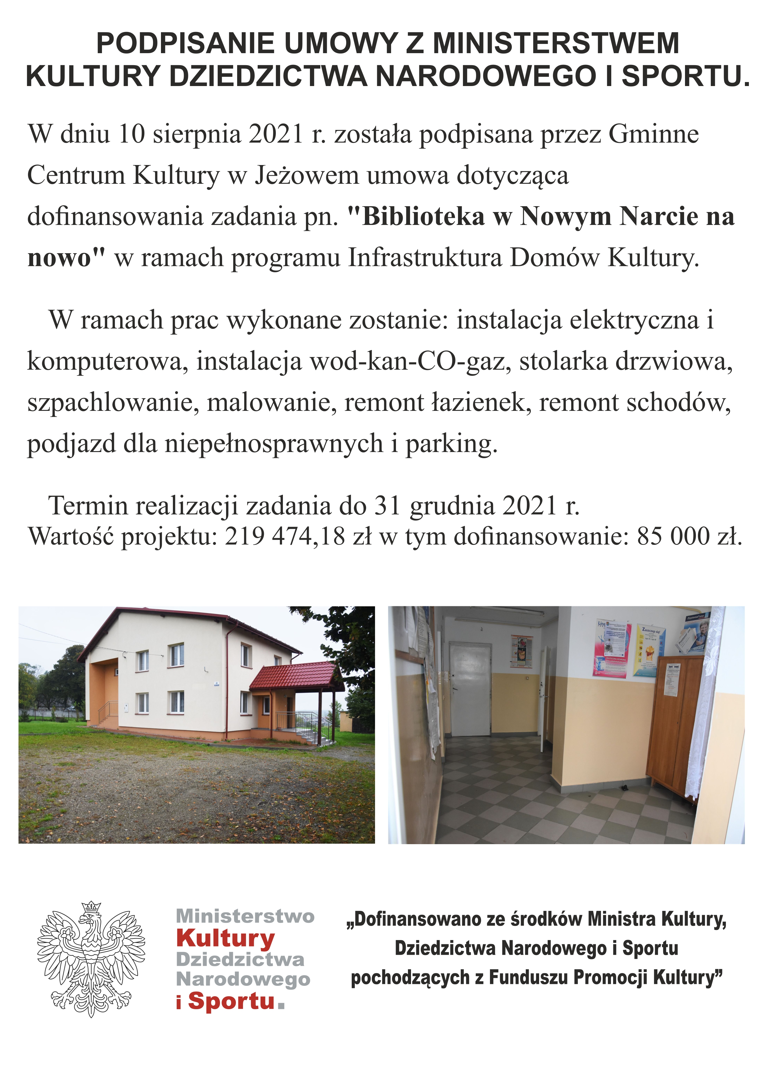 Podpisanie umowy na modernizację biblioteki w Nowym Narcie