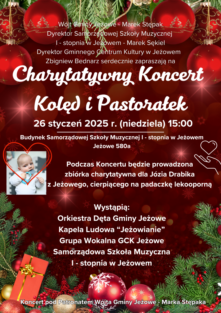 Charytatywny Koncert Kolęd i Pastorałek pod patronatem Wójta Gminy Jeżowe! 