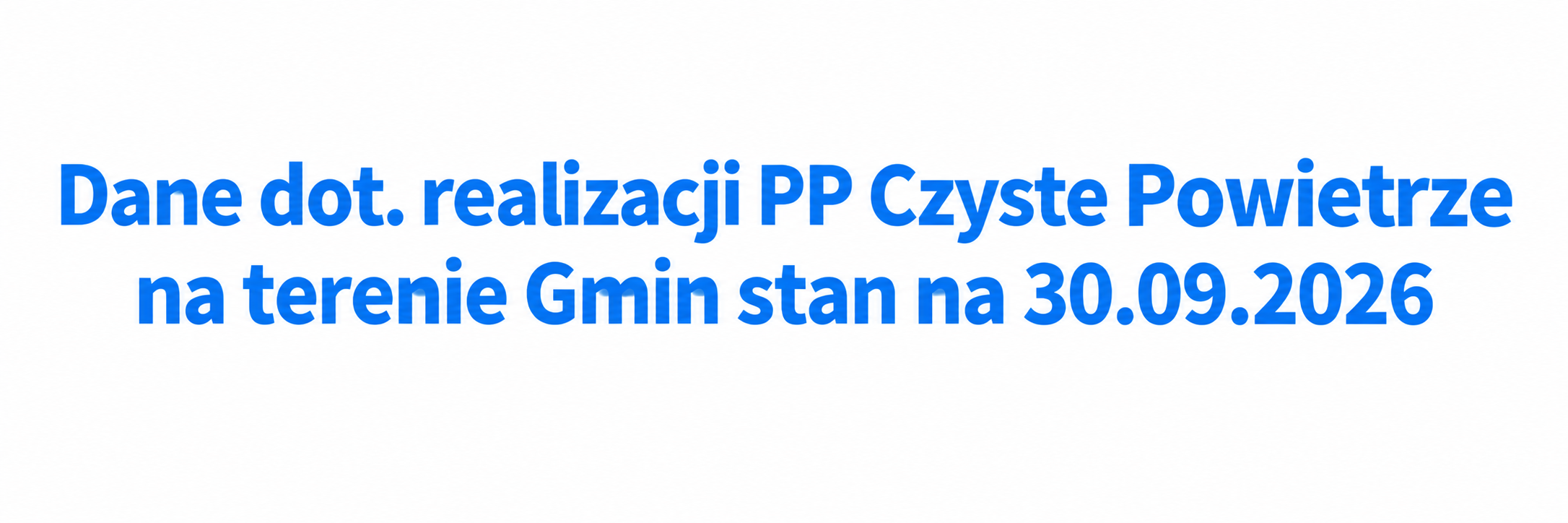 Dane dot. realizacji PP Czyste Powietrze na terenie Gmin stan na 30.09.2026