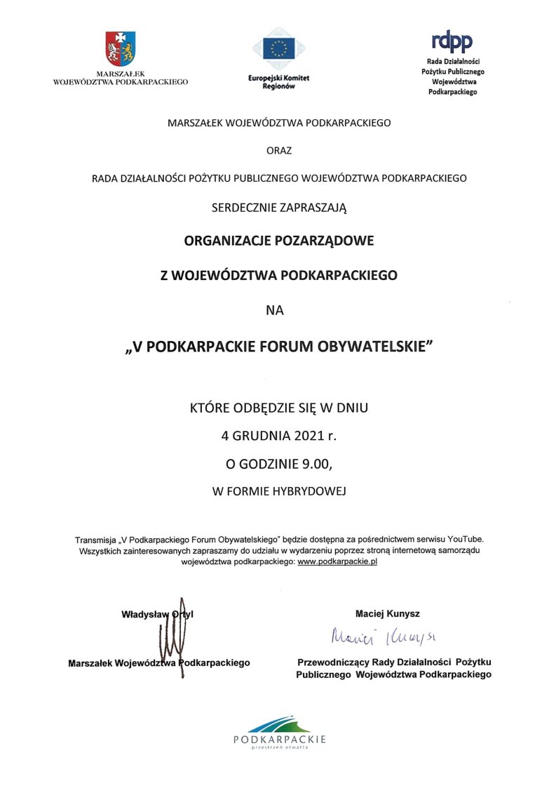 V Podkarpackie Forum Obywatelskie 