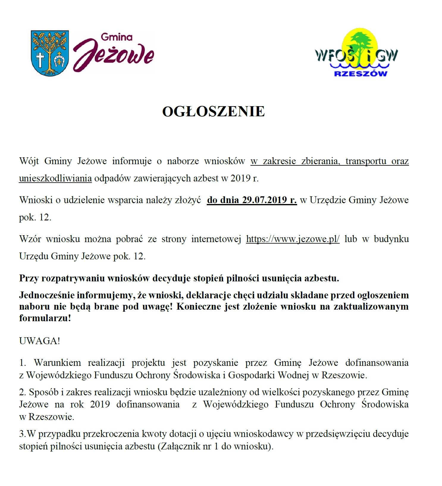 Nabór wniosków na usuwanie azbestu