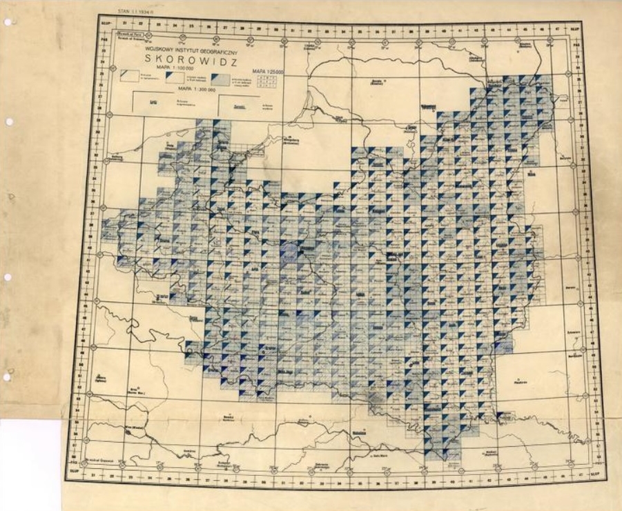 Mapa gminy Jeżowe z 1938r. 