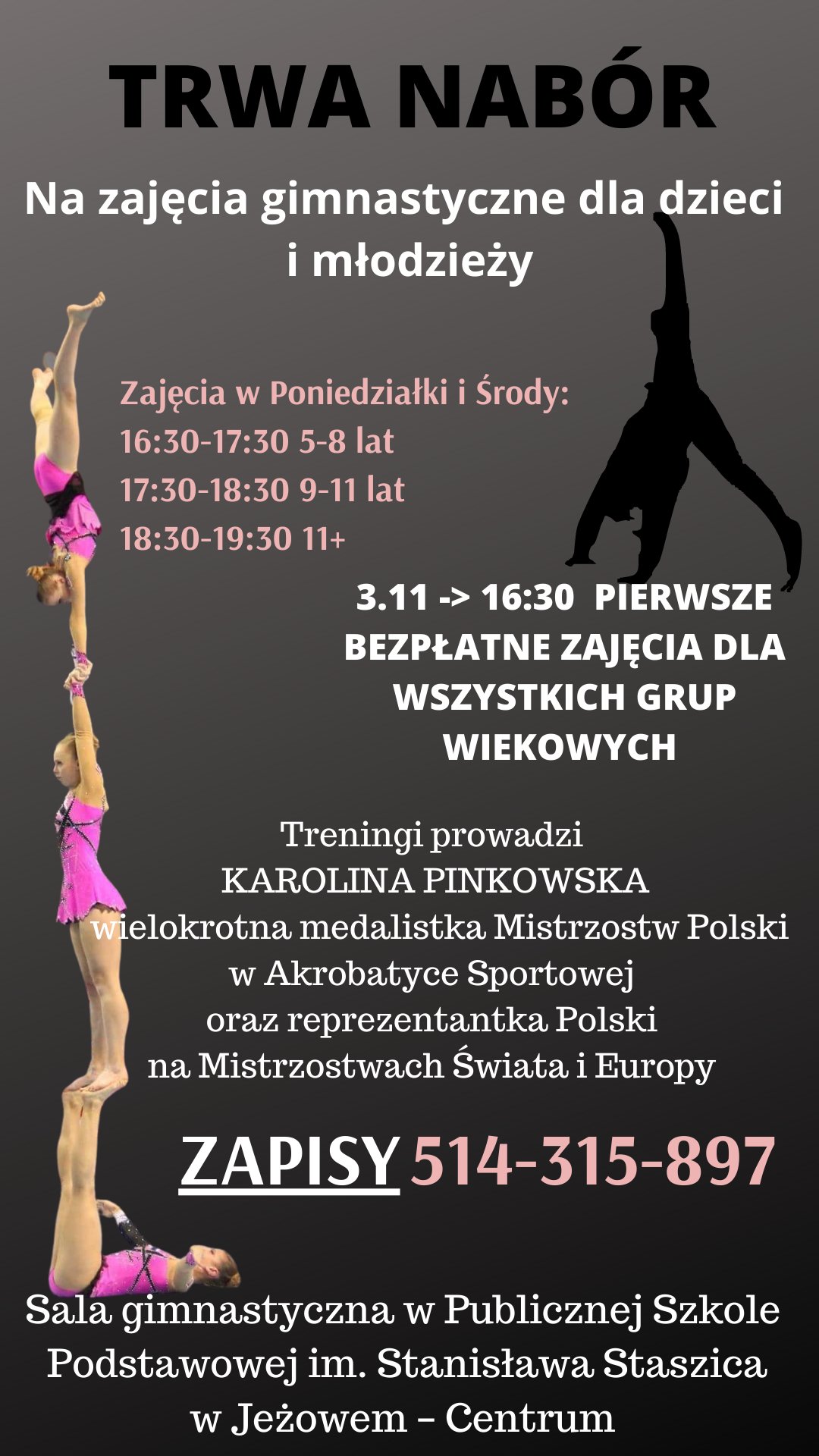 Nabór na zajęcia gimnastyczne dla dzieci i młodzieży