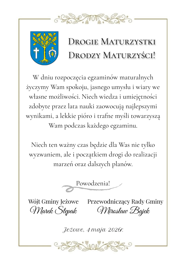 Życzenia dla Maturzystów 2026