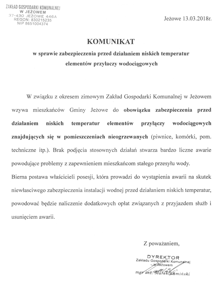 komunikat ZGK 1