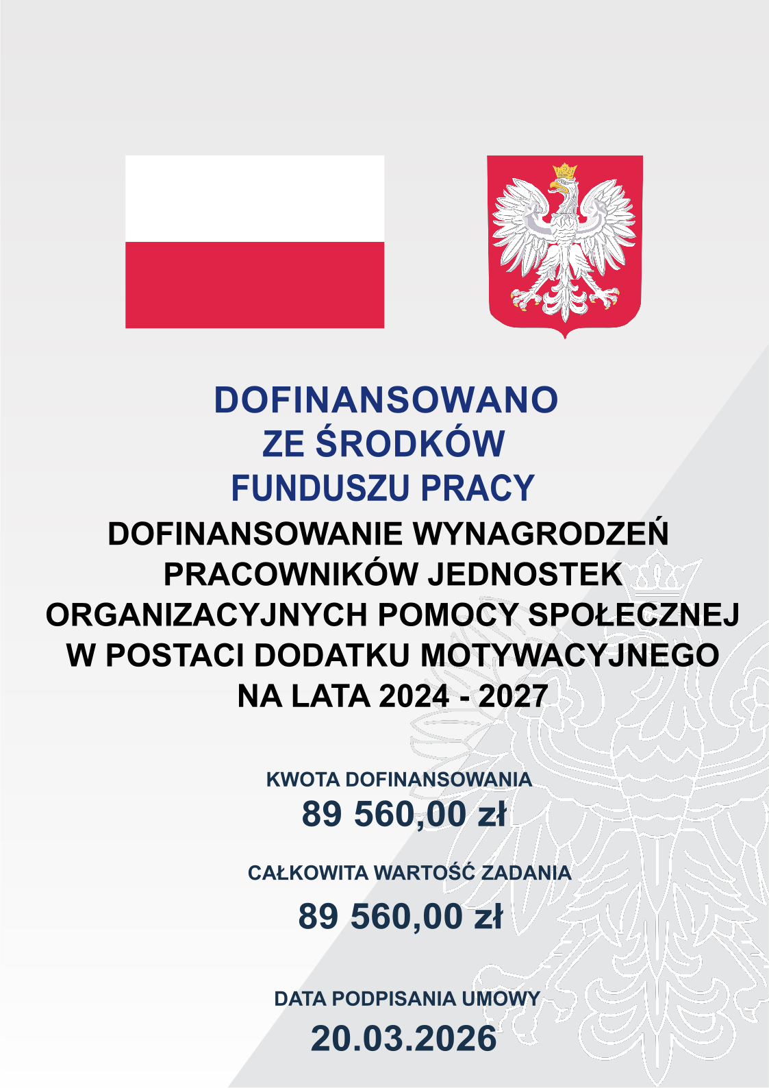 Dofinansowanie wynagrodzeń pracowników jednostek organizacyjnych Pomocy Społecznej w postaci dodatku motywacyjnego na lata 2024 - 2027