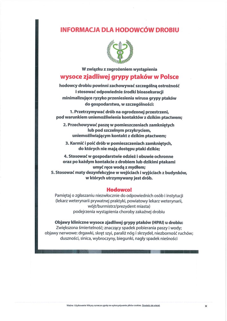Apel do hodowc&oacute;w drobiu ptasia grypa 2