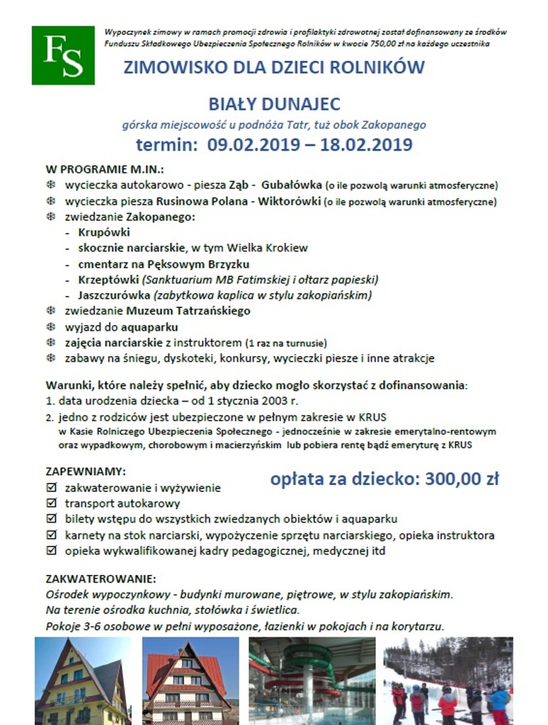 Zimowisko w Białym Dunajcu - mamy 15 miejsc!!!