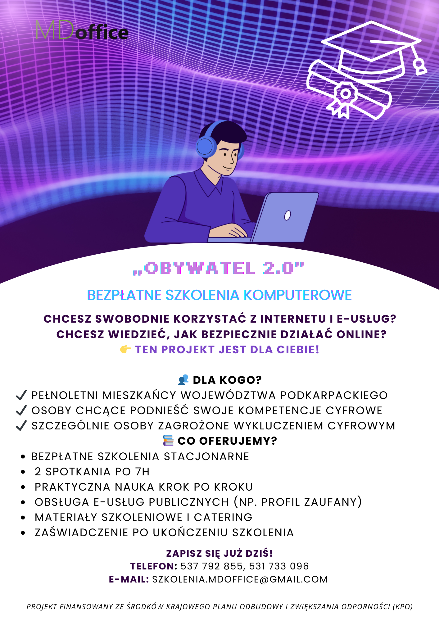 „Obywatel 2.0: szkolenia podnoszące kompetencje cyfrowe mieszkańców gmin z obszaru: podkarpackie”