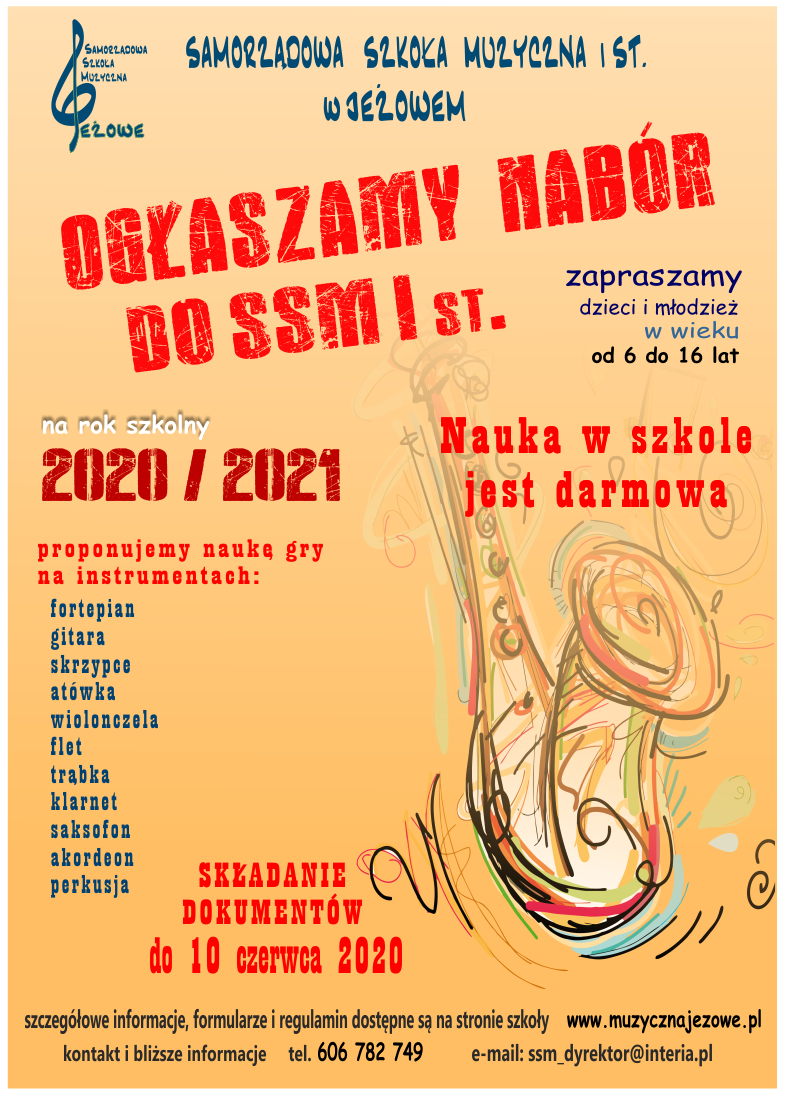 Szkoła muzyczna ogłasza nabór 2020/2021
