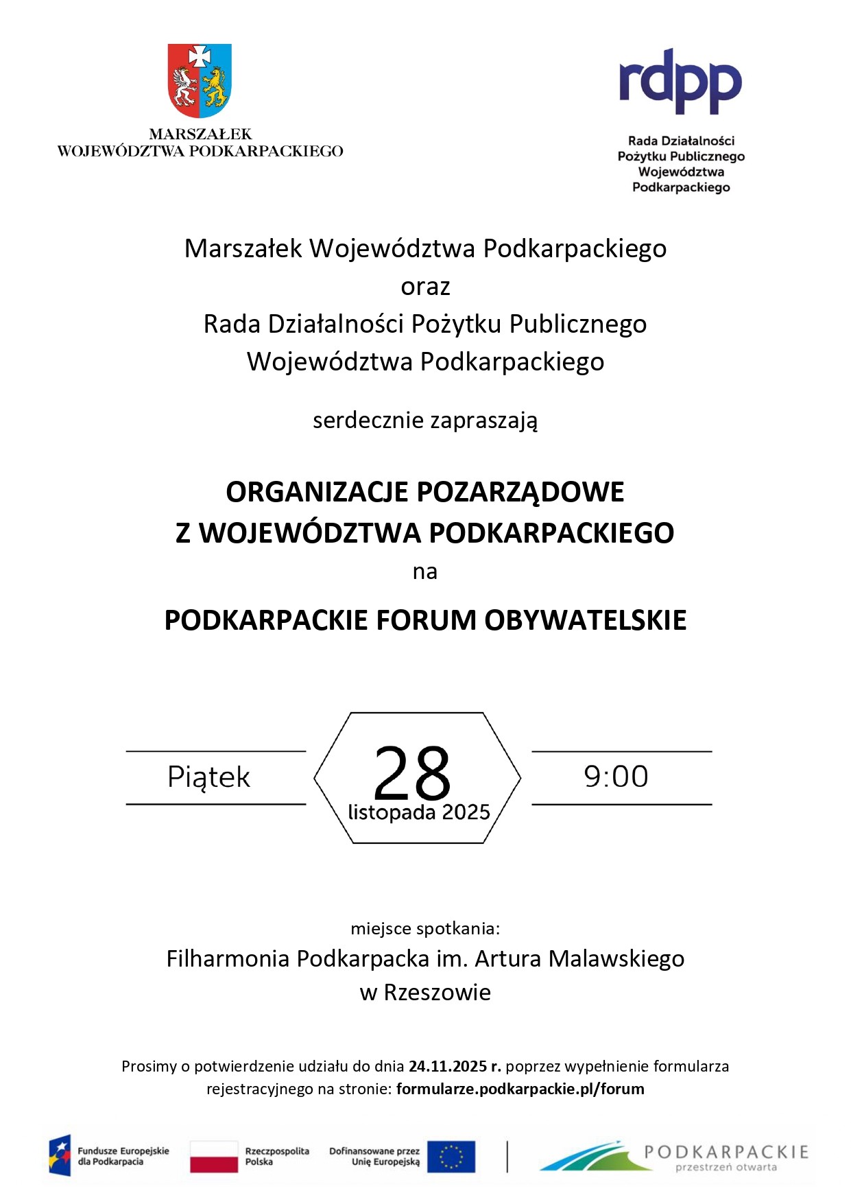 Zaproszenie dla organizacji pozarządowych działających na terenie gminy Jeżowe na Podkarpackie Forum Obywatelskie!