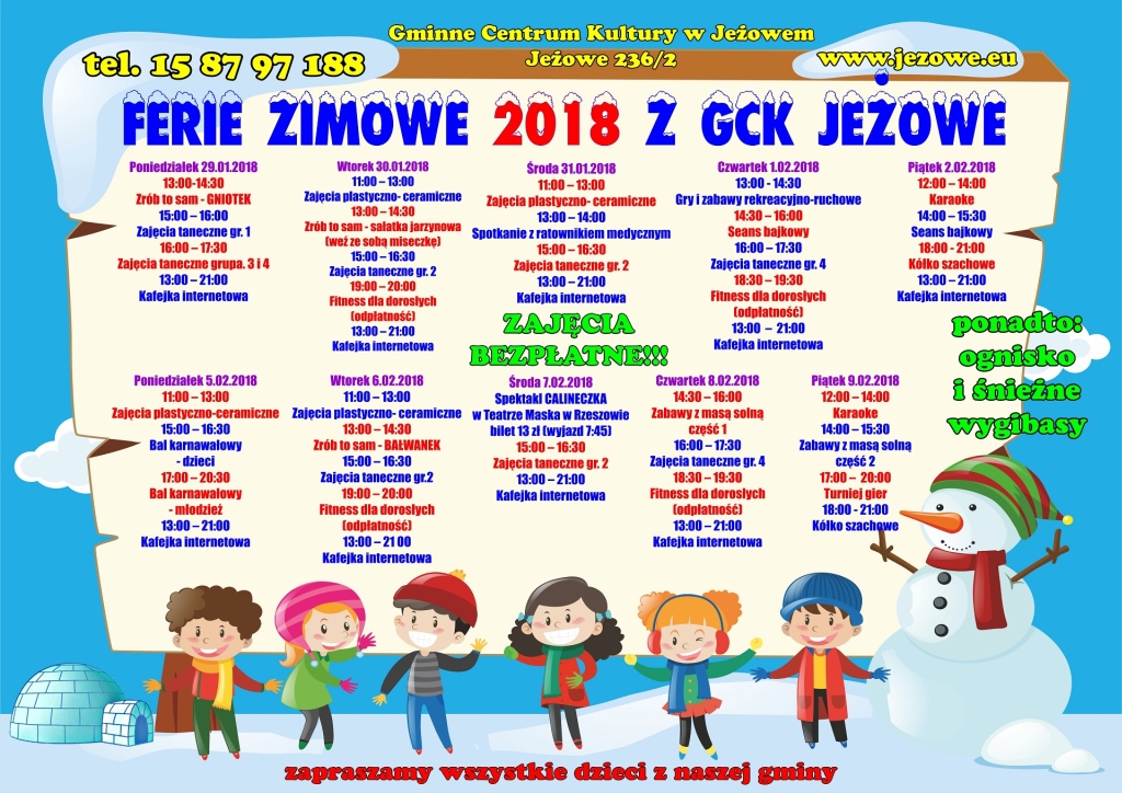 Ferie zimowe z GCK - program
